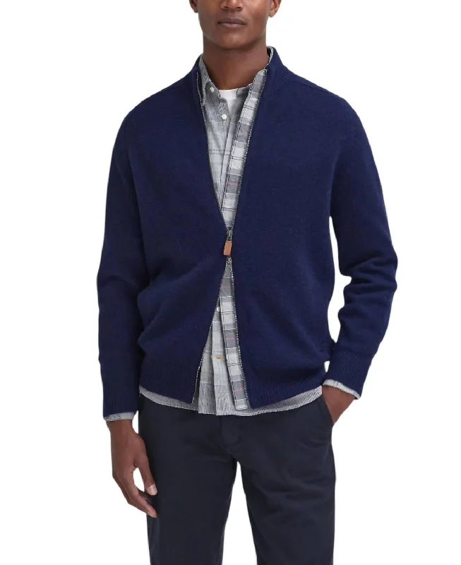 Trendy Styles Talder Zip Knitted Cardigan In Navy