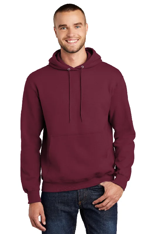 Cozy Pants Port & Company Mens Essential Pill Resistant Fleece Hooded Sweatshirt Hoodie w/ Pouch Pocket - Cardinal Red