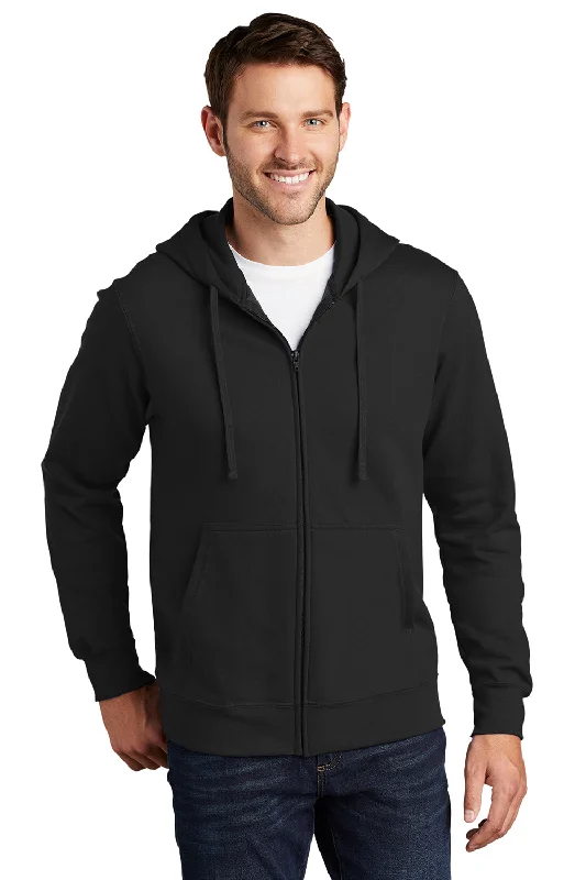 Simple Comfort Port & Company Mens Fan Favorite Fleece Full Zip Hooded Sweatshirt Hoodie w/ Pockets - Jet Black Simple Comfort Port & Company Mens Fan Favorite Fleece Full Zip Hooded Sweatshirt Hoodie w/ Pockets - Jet Black