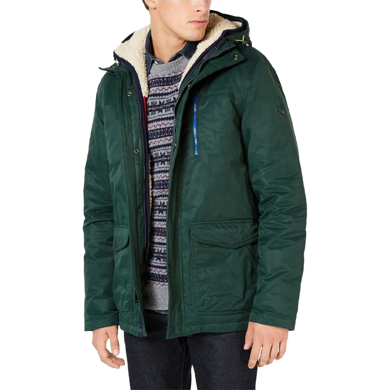 Stylish Looks Tommy Hilfiger Mens Hilltop Hooded Coat, Green, Small