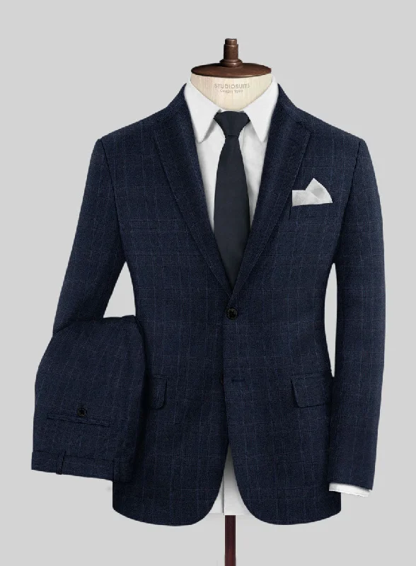 Casual Jackets Reda Elian Blue Checks Wool Suit