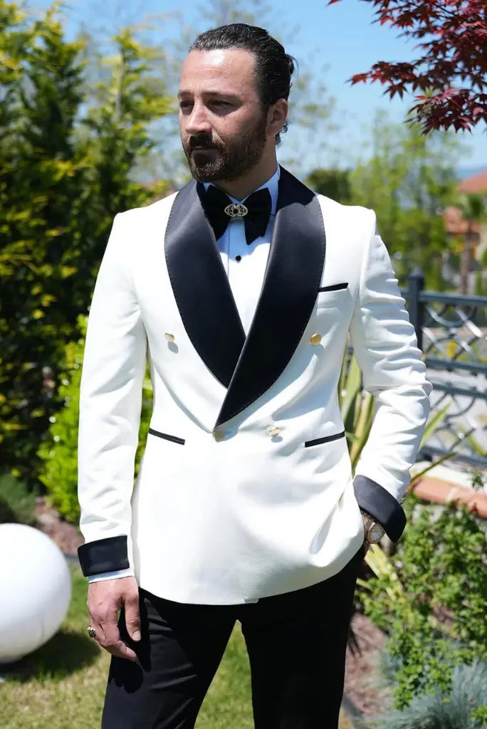 Comfy Outerwear Premium White Double Breasted Tuxedo Two Piece Formal Wedding Coat Pant Classic For Him Comfy Outerwear Premium White Double Breasted Tuxedo Two Piece Formal Wedding Coat Pant Classic For Him