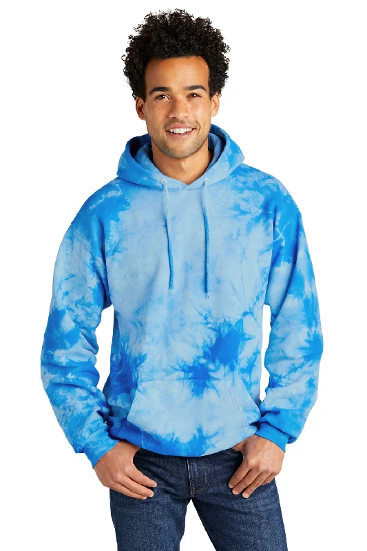 Sport Chic Port & Company Mens Crystal Tie-Dye Hooded Sweatshirt Hoodie w/ Pouch Pocket - Sky Blue Sport Chic Port & Company Mens Crystal Tie-Dye Hooded Sweatshirt Hoodie w/ Pouch Pocket - Sky Blue