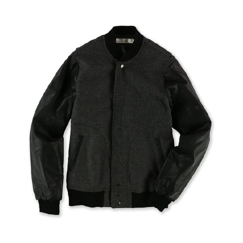 Smart Casual Wear Shades of Grey Mens Heritage Baseball Varsity Jacket, Grey, Small