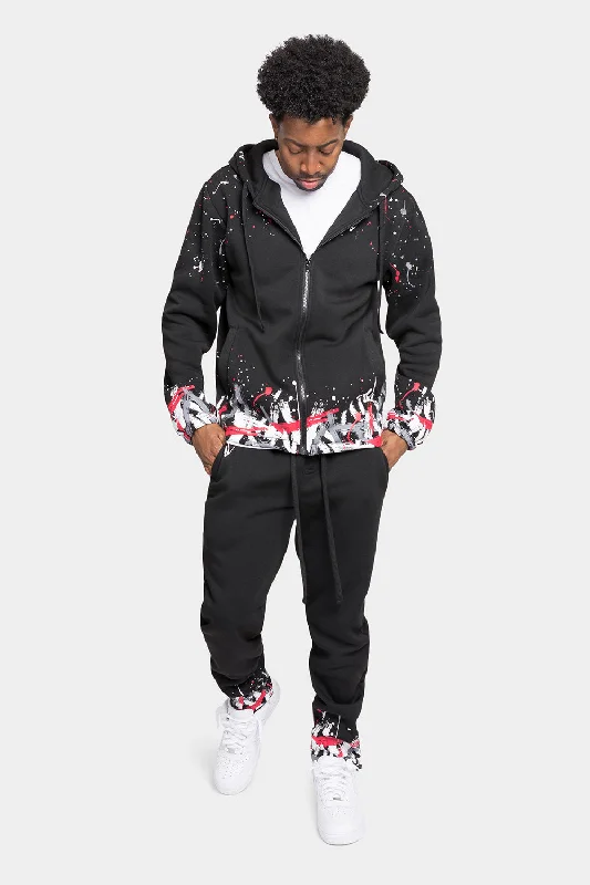Functional Tops Paint Splatter Fleece Tracksuit