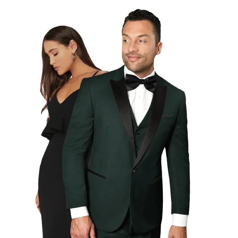 Casual Bottoms Earl Elegance Collection: 3PC Tailored Fit Tuxedo in Hunter Green