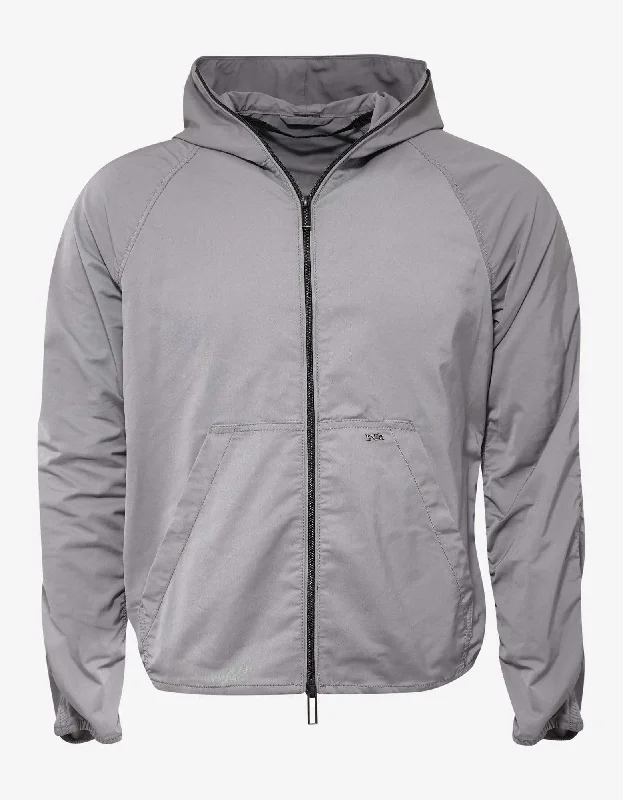 Simple Outfits Emporio Armani Grey Hooded Jacket with Bag Attachment