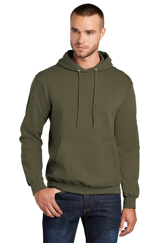 Soft Materials Port & Company Mens Core Pill Resistant Fleece Hooded Sweatshirt Hoodie w/ Pouch Pocket - Olive Drab Green Soft Materials Port & Company Mens Core Pill Resistant Fleece Hooded Sweatshirt Hoodie w/ Pouch Pocket - Olive Drab Green