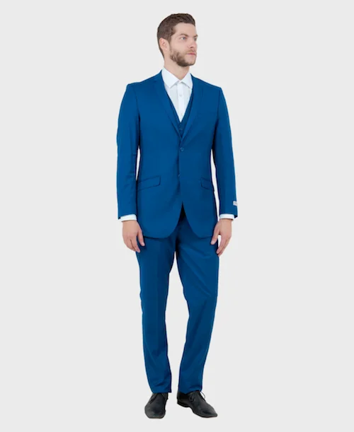 Everyday Jackets Indigo Blue 3 Piece Slim Fit Vested Suit