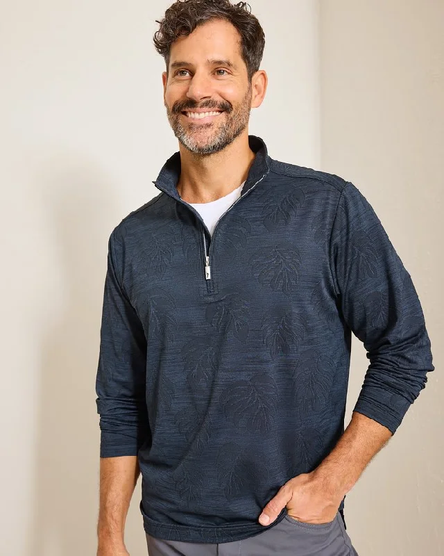 Relaxed Layers Tommy Bahama Monsterra Fade Half Zip Pullover Sweatshirt - Black