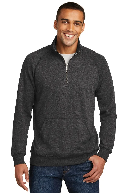 Stylish Tops District Mens Fleece 1/4 Zip Sweatshirt w/ Pouch Pocket - Heather Black Stylish Tops District Mens Fleece 1/4 Zip Sweatshirt w/ Pouch Pocket - Heather Black