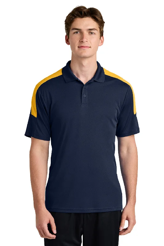 Active Essentials Sport-Tek Mens Moisture Wicking Competitor United Short Sleeve Polo Shirt - True Navy Blue/Gold Active Essentials Sport-Tek Mens Moisture Wicking Competitor United Short Sleeve Polo Shirt - True Navy Blue/Gold