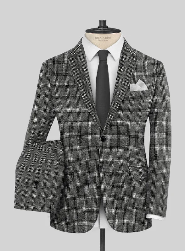 Warm Outerwear Reda Azelo Gray Checks Wool Suit