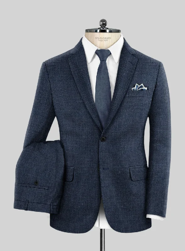 Outdoor Outfits London Loom Dark Blue Eufemia Wool Silk Linen Suit