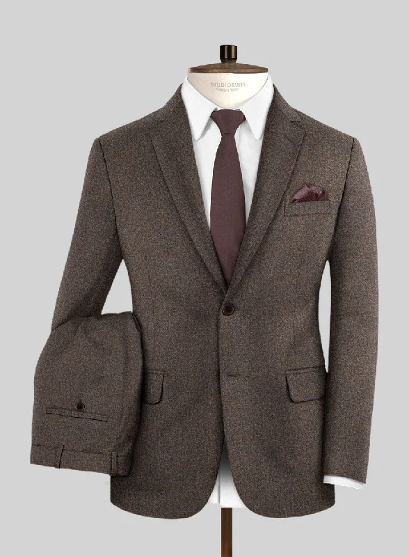 Warm Essentials Italian Quelo Brown Twill Flannel Suit
