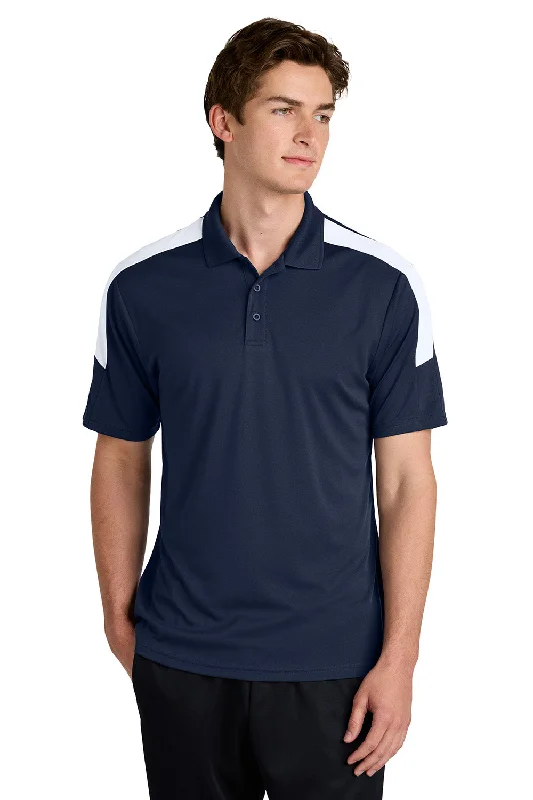Stylish Layers Sport-Tek Mens Moisture Wicking Competitor United Short Sleeve Polo Shirt - True Navy Blue/White Stylish Layers Sport-Tek Mens Moisture Wicking Competitor United Short Sleeve Polo Shirt - True Navy Blue/White