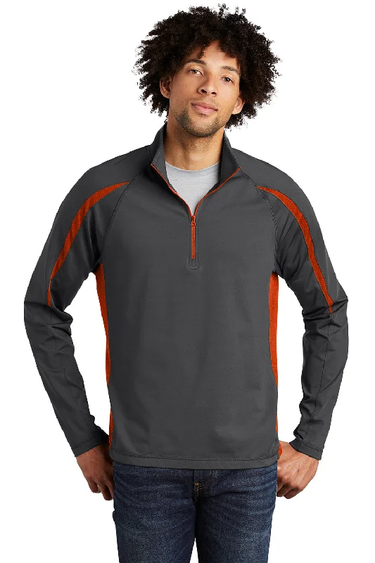 Street-Friendly Wear Sport-Tek Mens Sport-Wick Moisture Wicking 1/4 Zip Sweatshirt - Charcoal Grey/Deep Orange Street-Friendly Wear Sport-Tek Mens Sport-Wick Moisture Wicking 1/4 Zip Sweatshirt - Charcoal Grey/Deep Orange