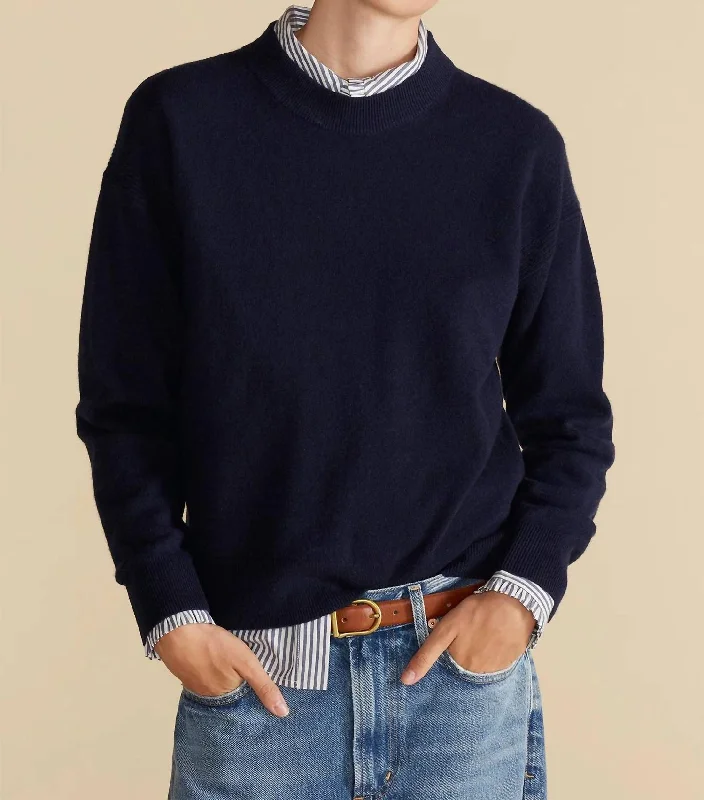 Casual Essentials Pearl Cashmere Sweater In Navy
