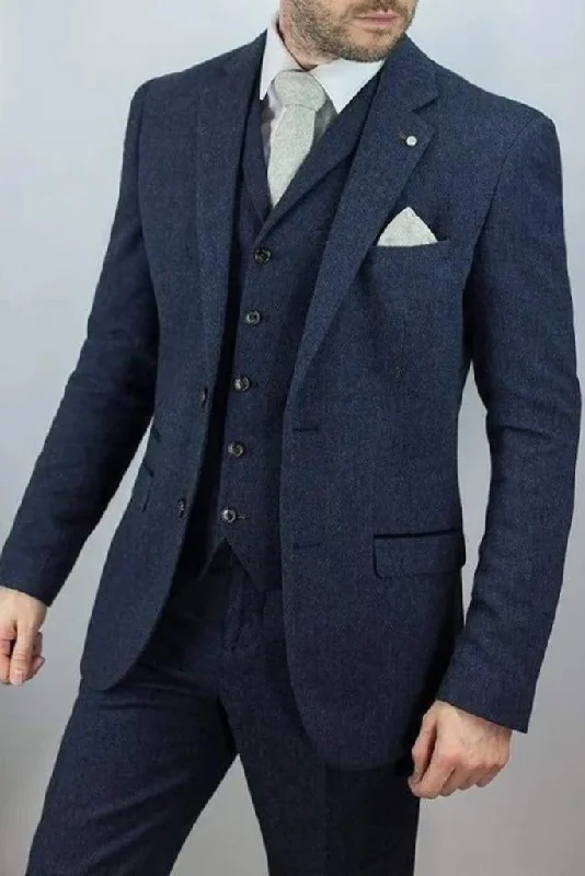 Warm Hoodies Man Suit Groom Wear blue tweed Suit Wedding Suit 3 Piece Suit Gift For men Slim Fit Suit Wedding Groom Wear Suit Men