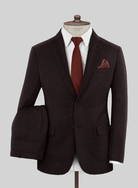 Active Essentials Scabal Sapphire Herringbone Wine Wool Suit