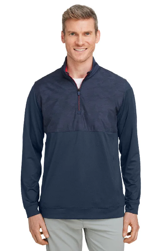 Cozy Essentials Puma Mens Volition Moisture Wicking Camo 1/4 Zip Sweatshirt - Navy Blue/Ski Patrol Red Cozy Essentials Puma Mens Volition Moisture Wicking Camo 1/4 Zip Sweatshirt - Navy Blue/Ski Patrol Red