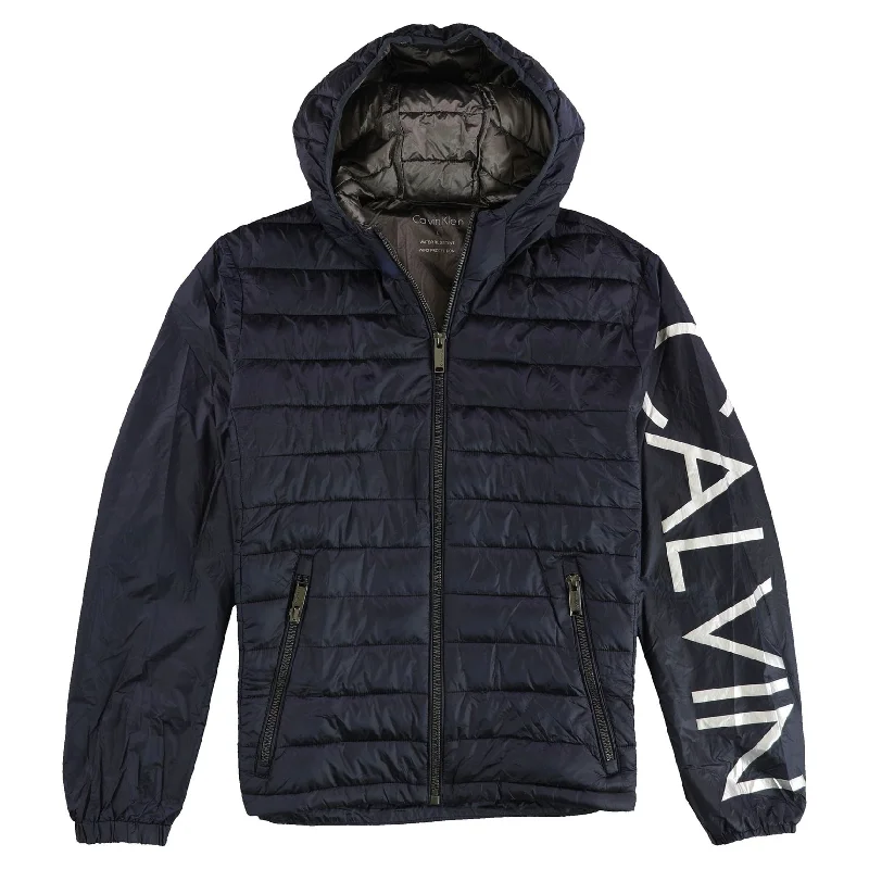 Simple Comfort Calvin Klein Mens Sleeve Logo Windbreaker Jacket, Blue, Large