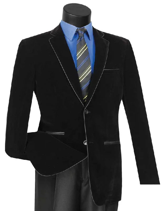 Comfortable Bottoms Black velvet Slim Fit  Blazer