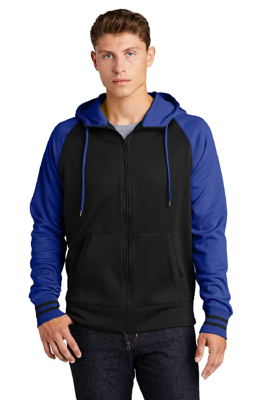 Relaxed Fits Sport-Tek Mens Sport-Wick Moisture Wicking Fleece Hooded Sweatshirt Hoodie w/ Pouch Pocket - Black/True Royal Blue Relaxed Fits Sport-Tek Mens Sport-Wick Moisture Wicking Fleece Hooded Sweatshirt Hoodie w/ Pouch Pocket - Black/True Royal Blue
