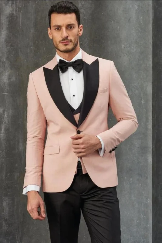 Sport Chic Men's Peach Tuxedo Suit 3 Piece Suit Formal Wedding Suit Slim Fit Suit Dinner Suit Tuxedo Peach Suit Bespoke Sport Chic Men's Peach Tuxedo Suit 3 Piece Suit Formal Wedding Suit Slim Fit Suit Dinner Suit Tuxedo Peach Suit Bespoke