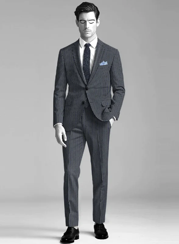 Practical Footwear Napolean Calipso Stripe Blue Wool Suit