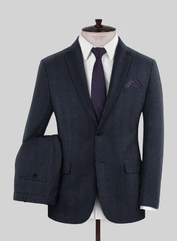 Soft Sweaters Lanificio Zegna Traveller Tirno Blue Checks Wool Suit