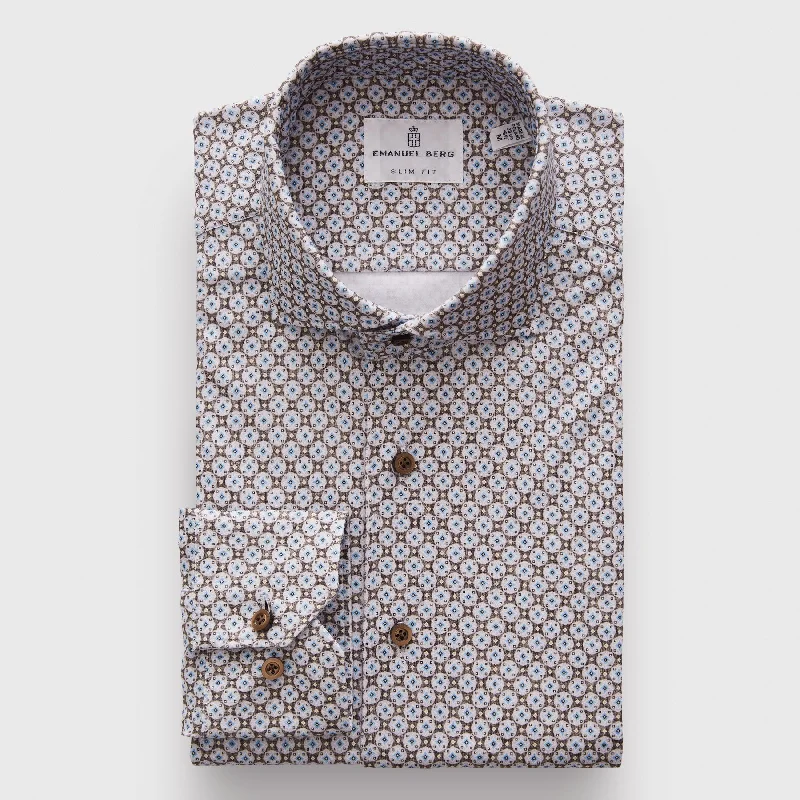 Timeless Style Modern 4Flex Stretch Knit Shirt SF18647 Medium Brown