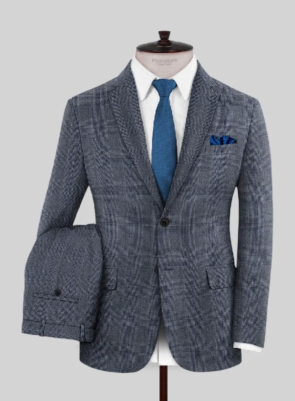 Weekend Wear Caccioppoli Carpa Glen Blue Wool Suit