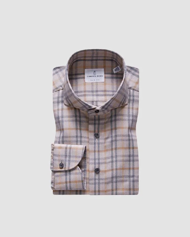 Cool Streetwear Herringbone Brushed Casual Shirt SF18139 Medium Beige