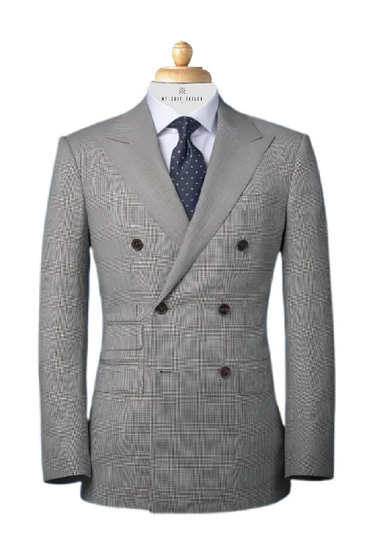 Outdoor Outfits Light Grey Window Pane Suit
