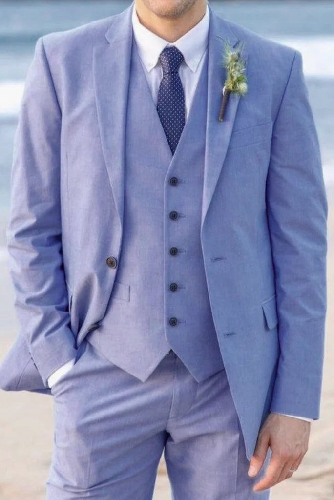 Urban Hoodies Mens Three Piece Suit Sky Blue Wedding Suit Dinner Suit Formal Fashion Suit Prom Wear Bespoke