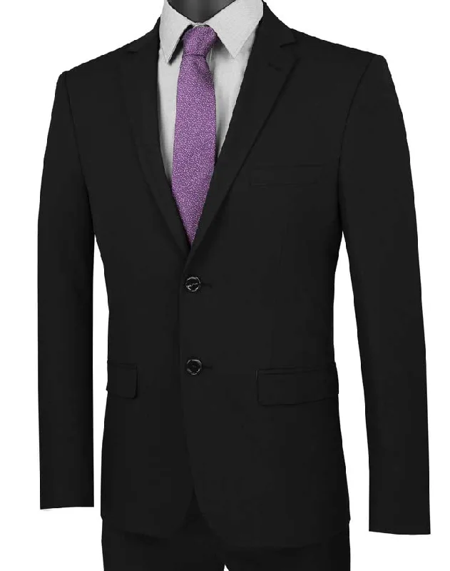 Practical Jackets Black Ultra Slim Fit Suit 2 Buttons 2 Piece