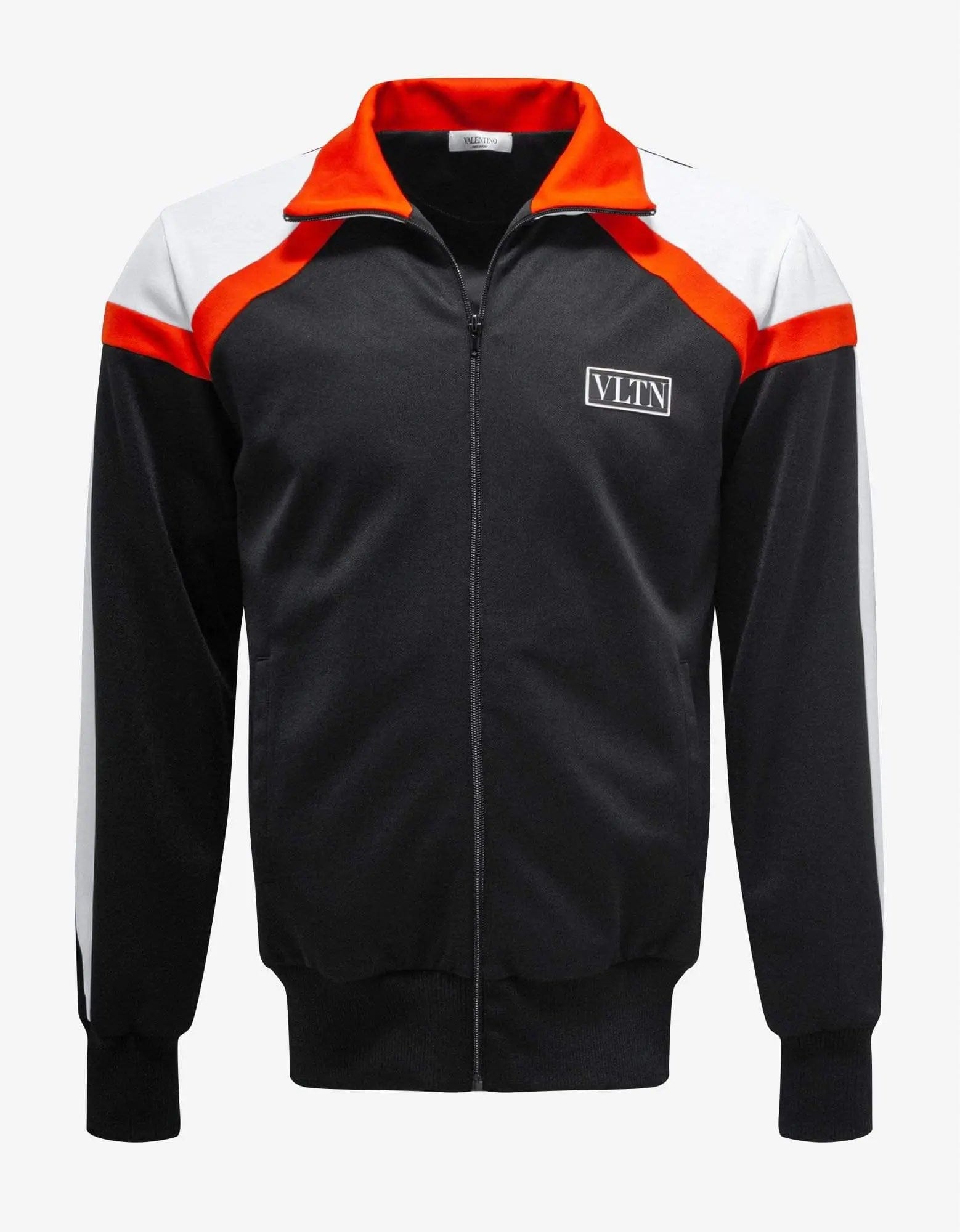 All-Purpose Wear Valentino Garavani Black Track Jacket with Orange Stripes