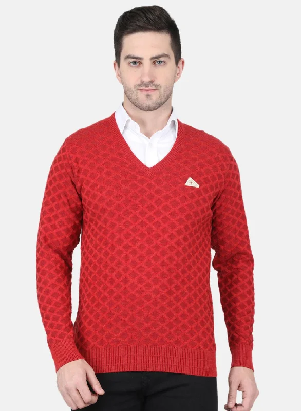 Flexible Styles Men Orange Jaquard Pullover