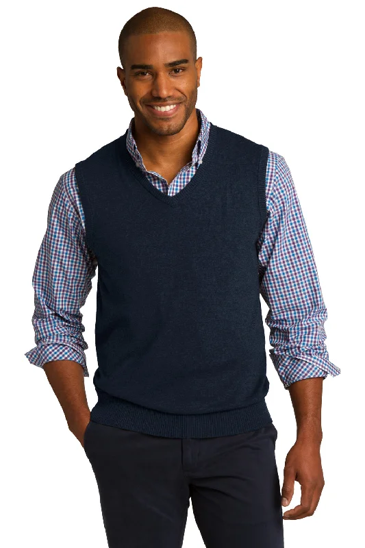 Soft Jackets Port Authority Mens V-Neck Sweater Vest - Navy Blue - Closeout