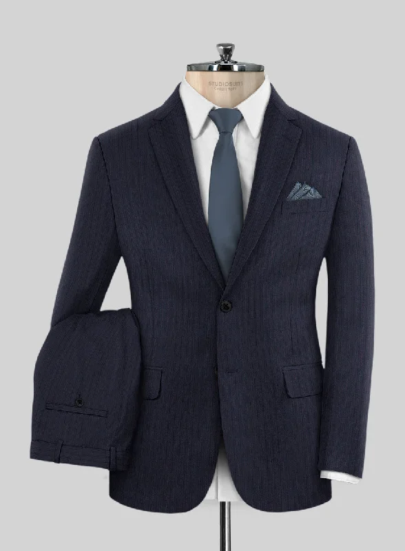 Classic Wear Lanificio Zegna Traveller Naquez Blue Stripe Wool Suit