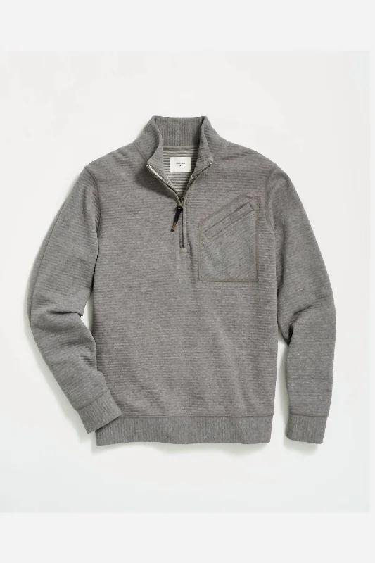 Urban Outfits Quilted Half Zip In Medium Grey