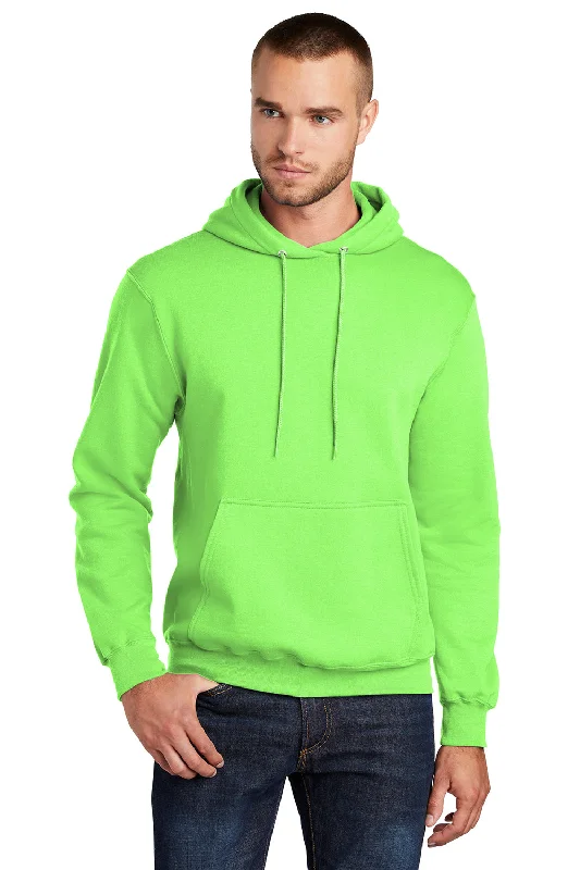 Soft Materials Port & Company Mens Core Pill Resistant Fleece Hooded Sweatshirt Hoodie w/ Pouch Pocket - Neon Green Soft Materials Port & Company Mens Core Pill Resistant Fleece Hooded Sweatshirt Hoodie w/ Pouch Pocket - Neon Green