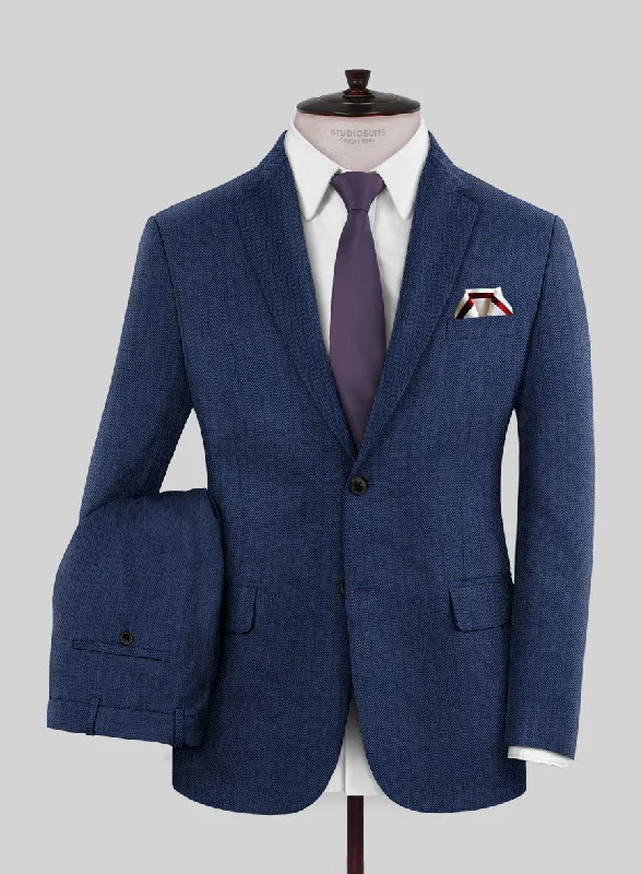 Athletic Gear Scabal Tornado Herringbone Blue Wool Suit