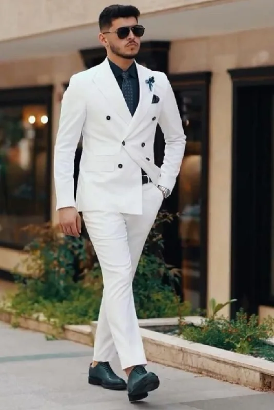 Active Tops Double Breasted White Suit Men Two Piece Suit Formal Wear Wedding Suit Groomsmen Dinner Suit Elegant Suit Bespoke Tailoring Active Tops Double Breasted White Suit Men Two Piece Suit Formal Wear Wedding Suit Groomsmen Dinner Suit Elegant Suit Bespoke Tailoring