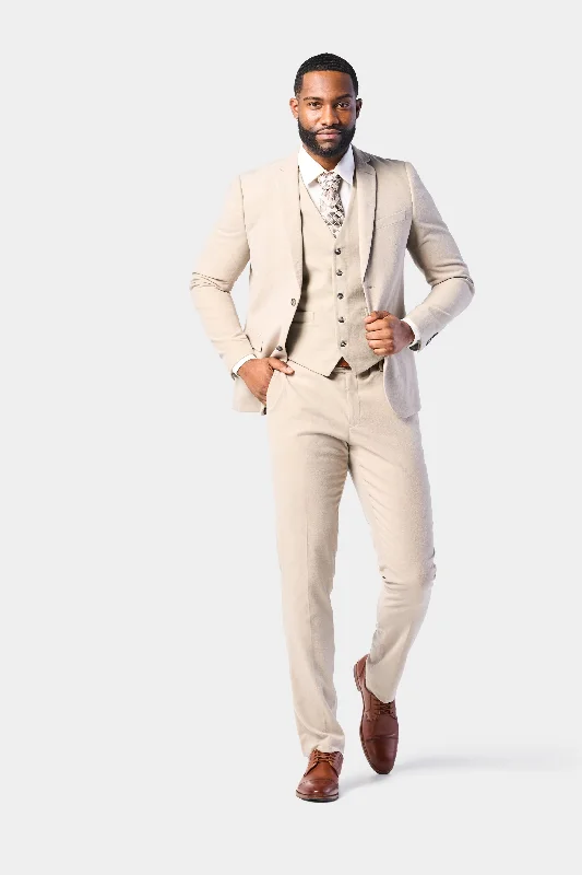 Fashion Pants Tan Flannel 3 Piece Suit