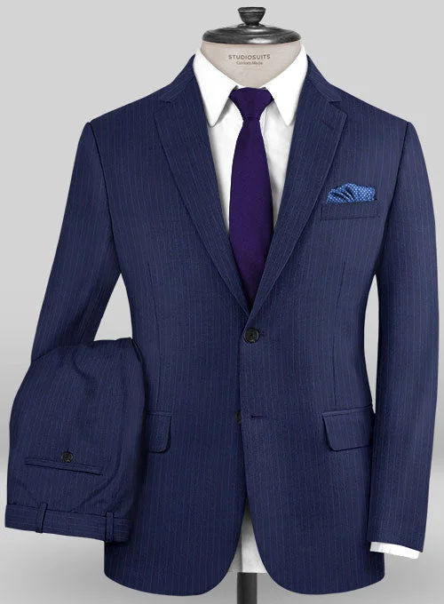 Flexible Wear Caccioppoli Sun Dream Mavas Blue Wool Silk Suit