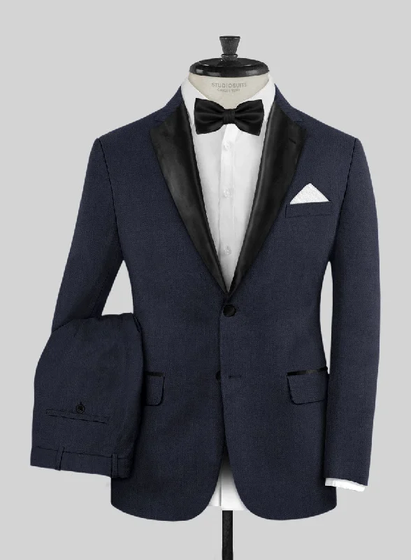 Comfortable Jeans Napolean Imperial Blue Herringbone Wool Tuxedo Suit