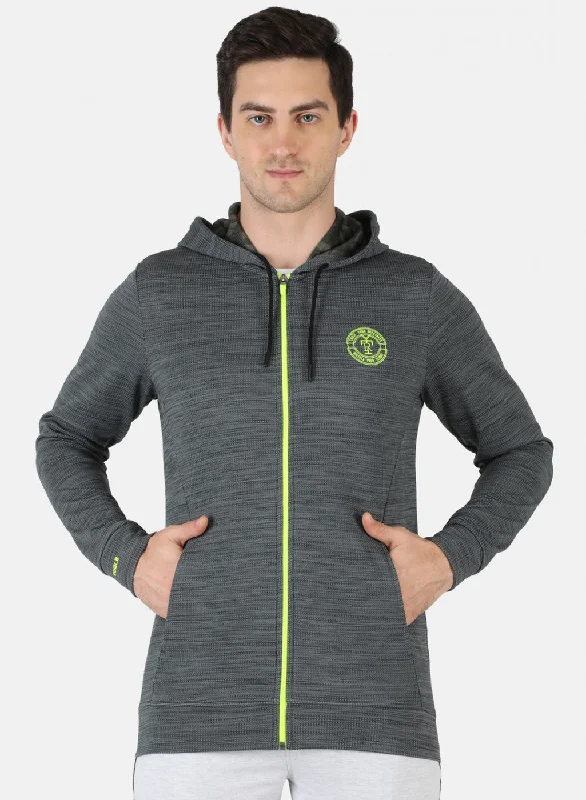 Flexible Wear Men Grey Jaquard Sweatshirt