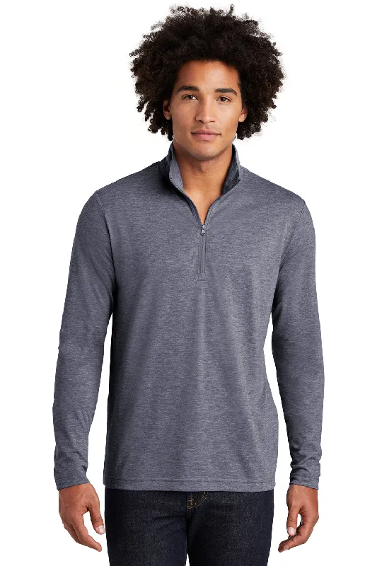 Smart Tops Sport-Tek Mens Moisture Wicking 1/4 Zip Sweatshirt - Heather True Navy Blue Smart Tops Sport-Tek Mens Moisture Wicking 1/4 Zip Sweatshirt - Heather True Navy Blue
